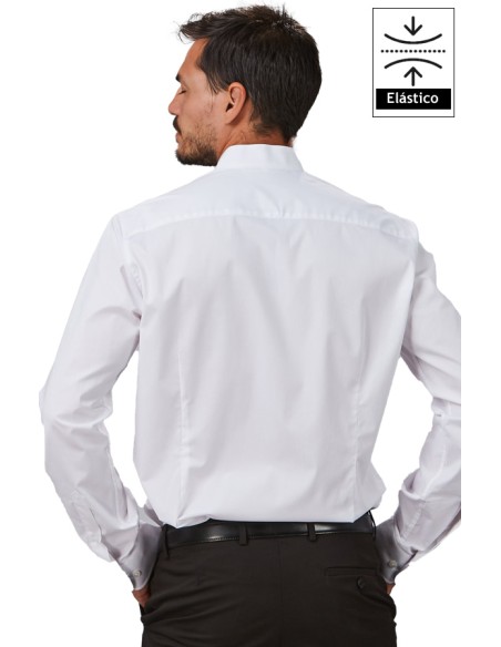 CAMISA HOMBRE CUELLO MAO M/L ELASTANO- blanco