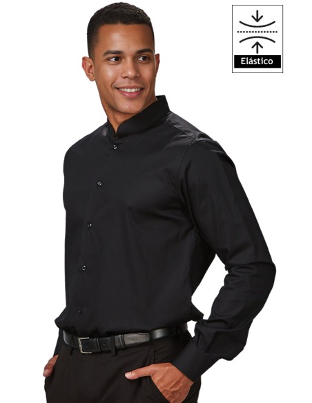 CAMICIA UOMO COLLO MAO M/L ELASTAN
