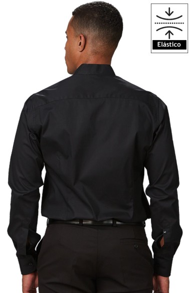 CAMISA HOMBRE CUELLO MAO M/L ELASTANO- negro