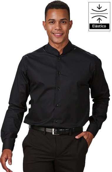 CAMICIA UOMO COLLO MAO M/L ELASTAN