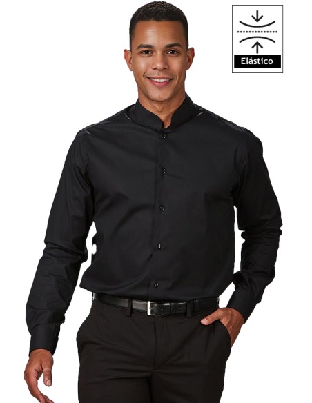 CAMICIA UOMO COLLO MAO M/L ELASTAN