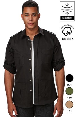 CAMISA UNISEX MANGA ROLL UP 4 BOLSILLOS MICHELE