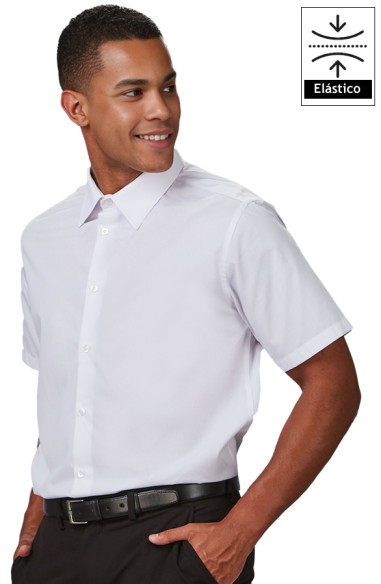 CAMISA HOMBRE M/C ELASTANO -blanco