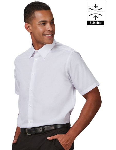 CAMISA HOMBRE M/C ELASTANO -blanco