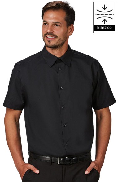 CAMISA HOMBRE M/C ELASTANO -negro