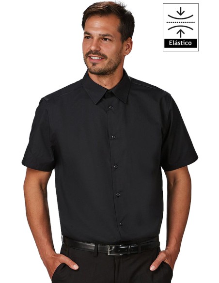 CAMISA HOMBRE M/C ELASTANO -negro
