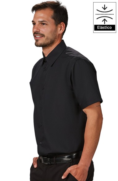 CAMISA HOMBRE M/C ELASTANO -negro