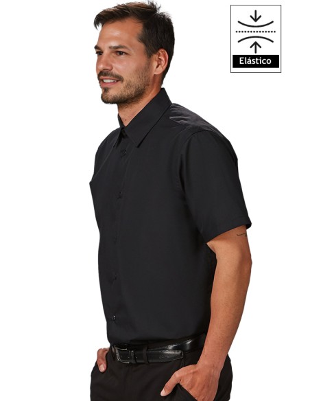 CAMISA HOMBRE M/C ELASTANO -negro
