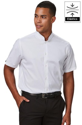 CAMISA HOMBRE CUELLO MAO M/C ELASTANO -negro 2