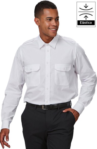 CAMISA UNISEX CHARRETERAS M/L -blanco