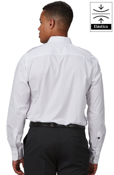 CAMISA UNISEX CHARRETERAS M/L -blanco