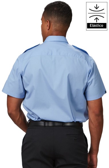 CAMISA UNISEX CHARRETERAS M/C -celeste
