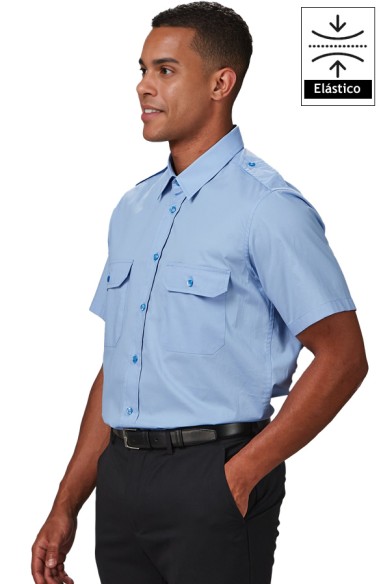 CAMISA UNISEX CHARRETERAS M/C -celeste
