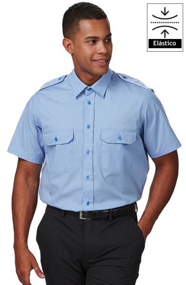 CAMISA UNISEX CHARRETERAS M/C -celeste