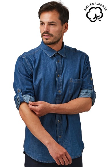 CAMICIA JEANS MANICA REGOLABILE UOMO MATTIA