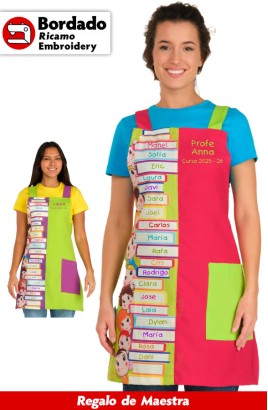 ESTOLA MAESTRA LIBROS BORDADO. REGALO MAESTRA