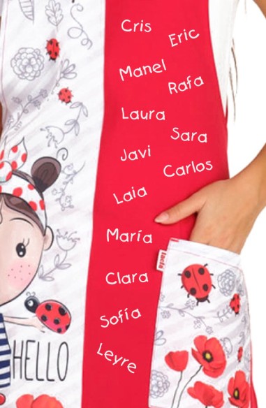 GREMBIULE DA INSEGNANTE BAMBINA PAPAVERO RICAMO