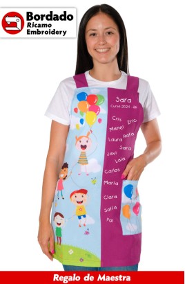 ESTOLA MAESTRA NIÑOS GLOBOS BORDADO
