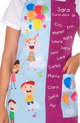 GREMBIULE PER INSEGNANTI PER BAMBINI CON PALLONCINI RICAMATI 2