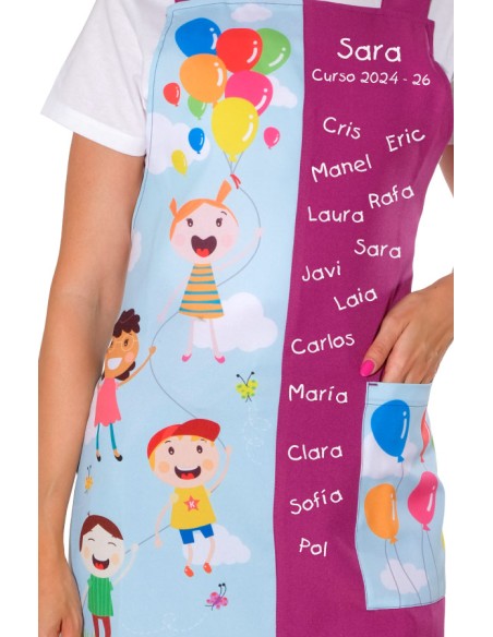ESTOLA MAESTRA NIÑOS GLOBOS BORDADO