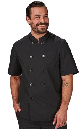 CHAQUETA COCINA UNISEX POPELIN FINO NEGRO M/C