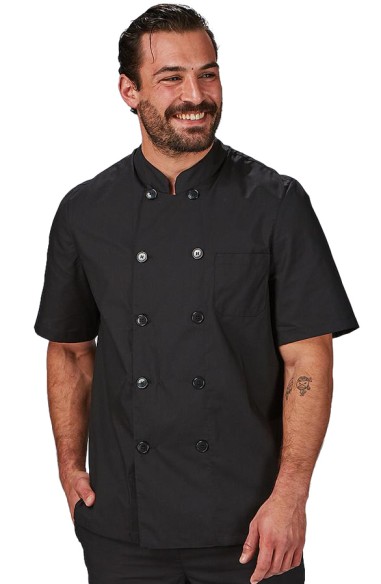 CHAQUETA COCINA UNISEX POPELIN FINO NEGRO M/C