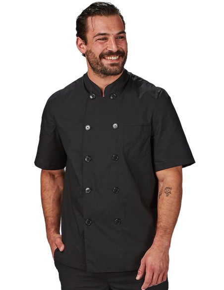 GIACCA DA CHEF UNISEX IN POPELINE NERO FINO M/C