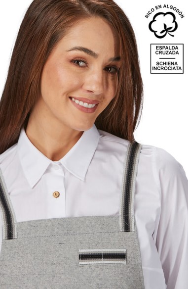 DELANTAL PETO GRIS CONTRASTE PANAMA VIGORE