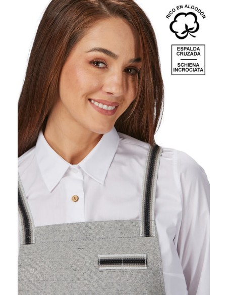 DELANTAL PETO GRIS CONTRASTE PANAMA VIGORE