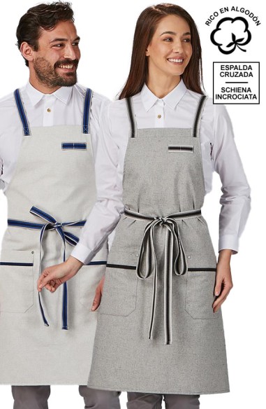 DELANTAL PETO GRIS CONTRASTE PANAMA VIGORE