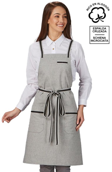 DELANTAL PETO GRIS CONTRASTE PANAMA VIGORE