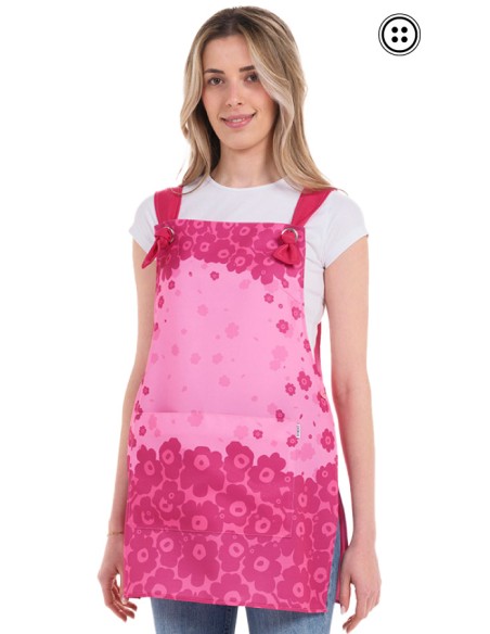 GREMBIULE DA INSEGNANTE CON FIORI ROSA