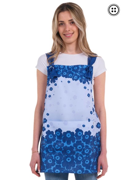 GREMBIULE DA INSEGNANTE CON FIORI BLU