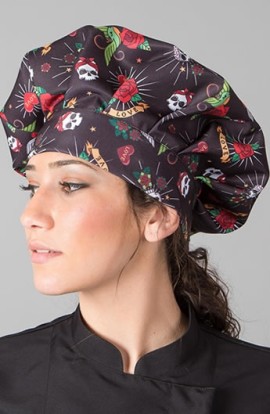 GORRO CHEF CALAVERAS Y ROSAS