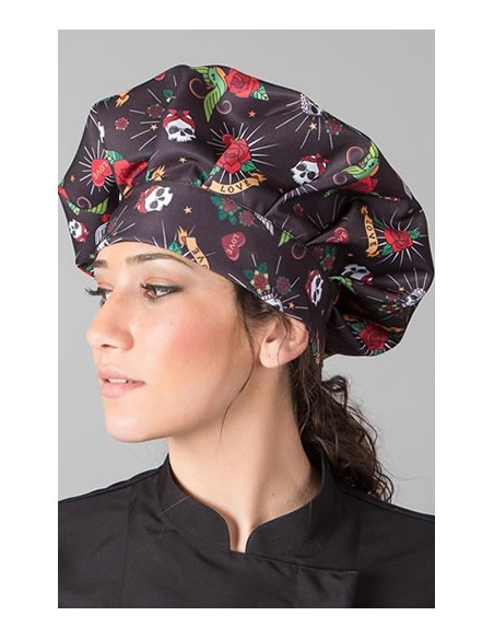 GORRO CHEF CALAVERAS Y ROSAS