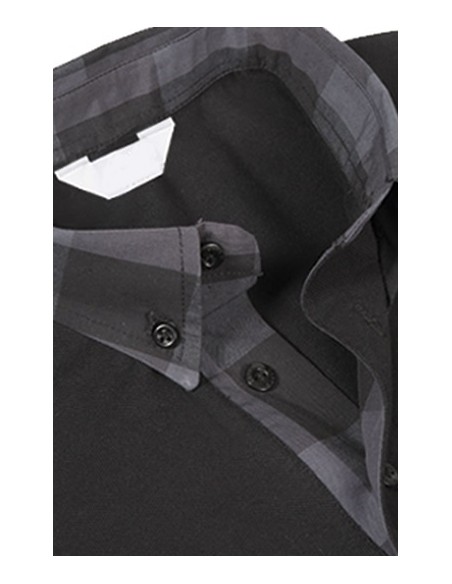 POLO NEGRO MUJER M/C CUELLO CAMISA