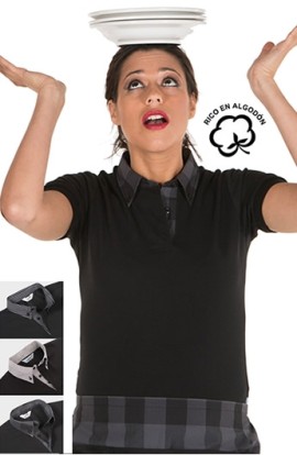 POLO NERO DONNA M/C COLLO CAMICIA
