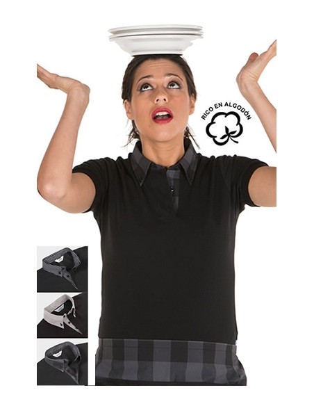 POLO NERO DONNA M/C COLLO CAMICIA