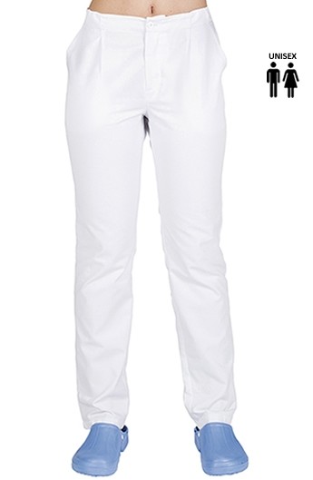 PANTALONI UNISEX SARGA BIANCA BOTTONE E TASCHE