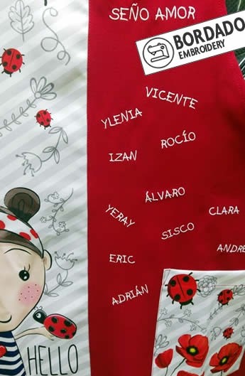 GREMBIULE DA INSEGNANTE BAMBINA PAPAVERO RICAMO