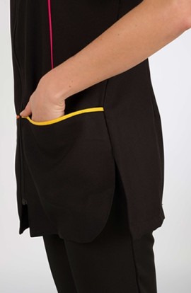 BATA CORTA POLIÉSTER NEGRA VIVO COLORINES 2