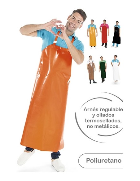 DELANTAL  POLIURETANO NARANJA ARNÉS