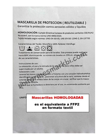 MASCARILLA INFANTIL HOMOLOGADA FFP2 