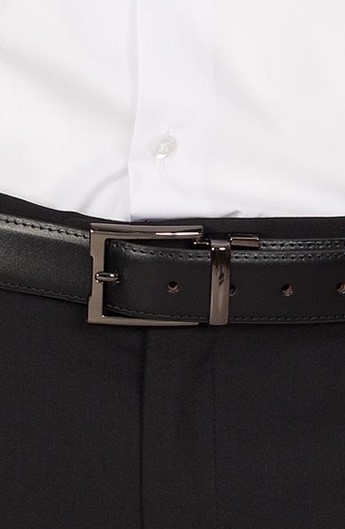CINTURA REVERSIBILE IN PELLE NERA