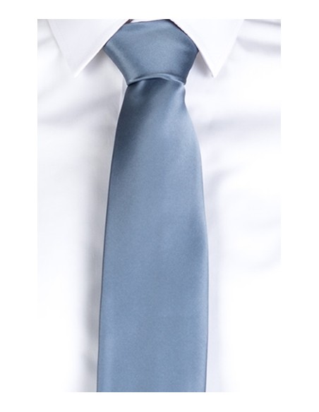 CORBATA SIN NUDO DE RASO UNISEX  GRIS PERLA