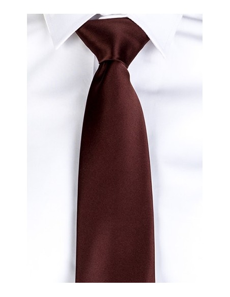 CORBATA SIN NUDO DE RASO UNISEX  MARRÓN