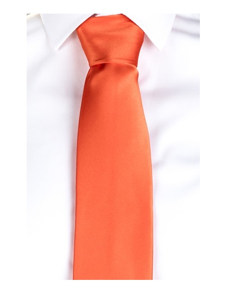 CORBATA SIN NUDO DE RASO UNISEX NARANJA