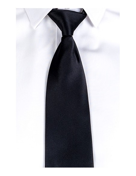 CORBATA CON NUDO Y ELÁSTICO DE RASO UNISEX NEGRA
