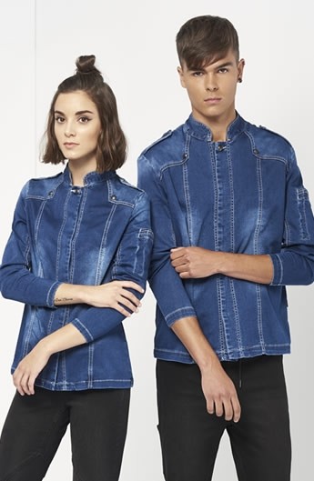 CHAQUETA DENIM PUNTO MANGA LARGA MUJER