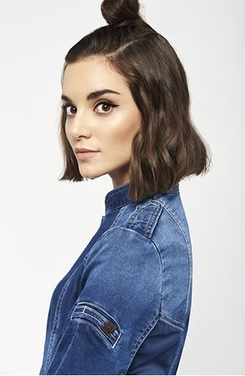 CHAQUETA DENIM PUNTO MANGA LARGA MUJER